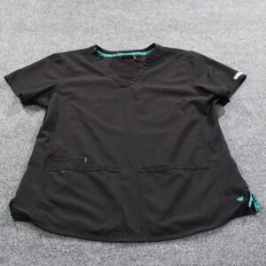 Healing Hands Women's Black Label V-Neck Scrub Top Black Size‎ L